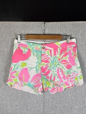 Lilly Pulitzer The Buttercup Shorts W9mems Sz 0 Floral 100% Cotton